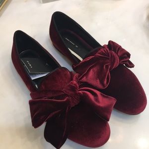 Zara velvet bow flats